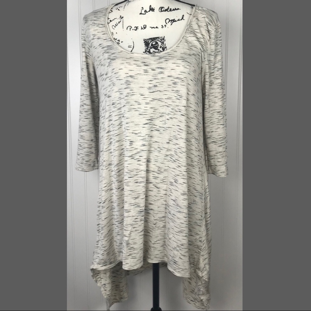 Max Studio Ivory/Gray Trapeze Shirt - Stretchy